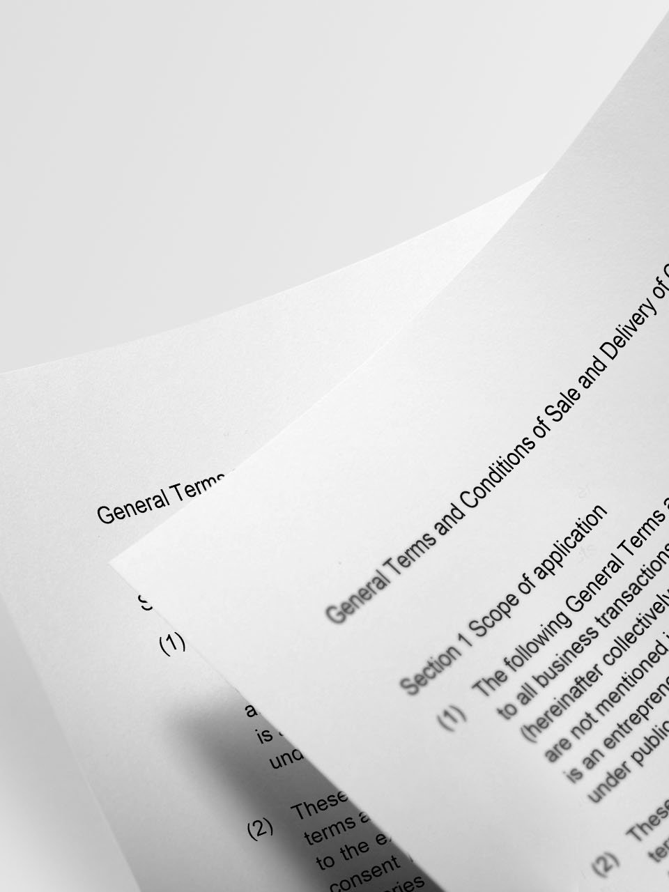 Två blad med kontraktshandlingar