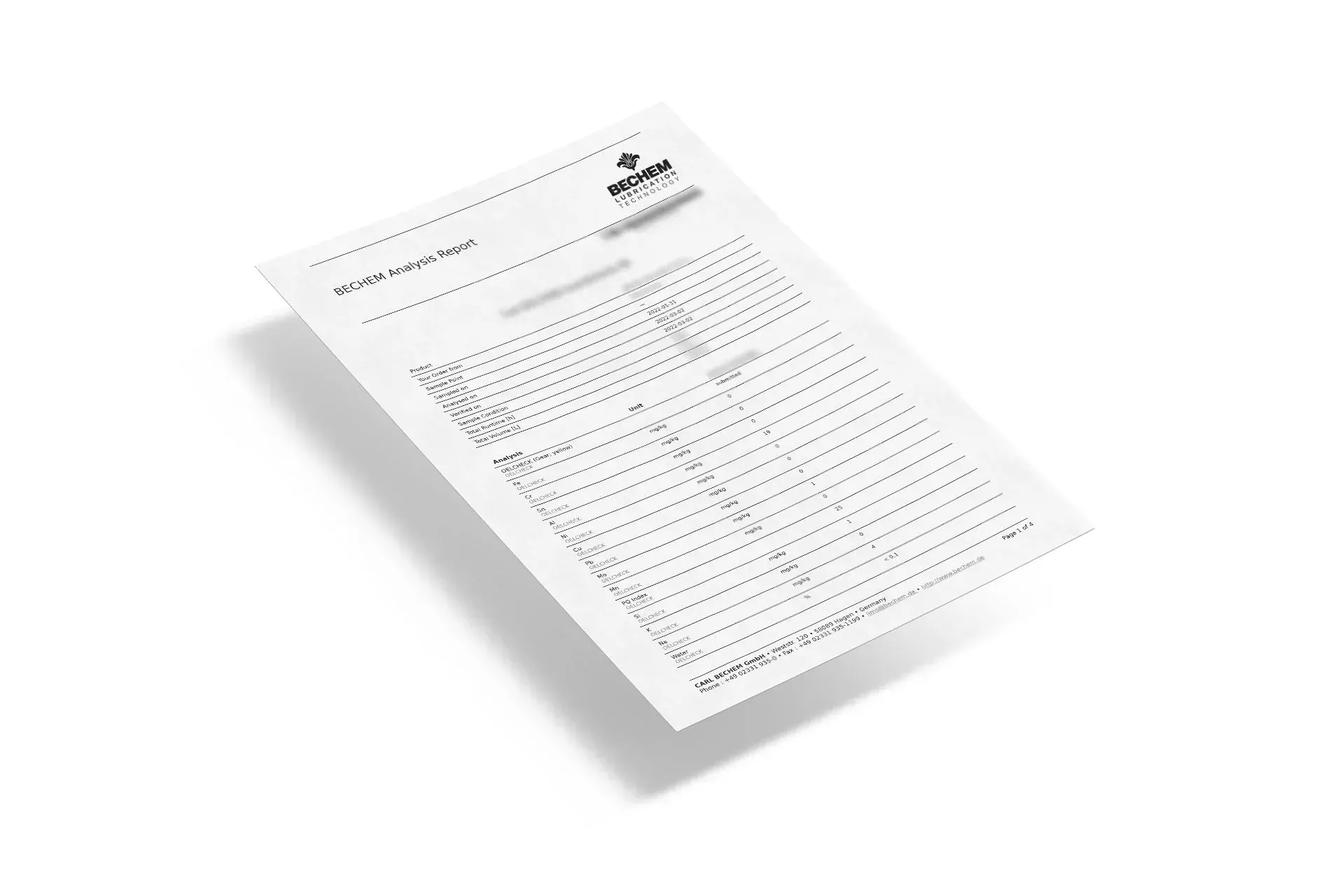 Laboratorierapport från BECHEM